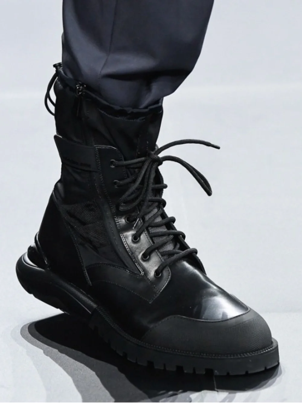 Dior Runway Pre Fall 2019 Oblique Monogram Nylon Leather Combat Boots Dior Leather Combat Boots 36.5 - Gem main image 3